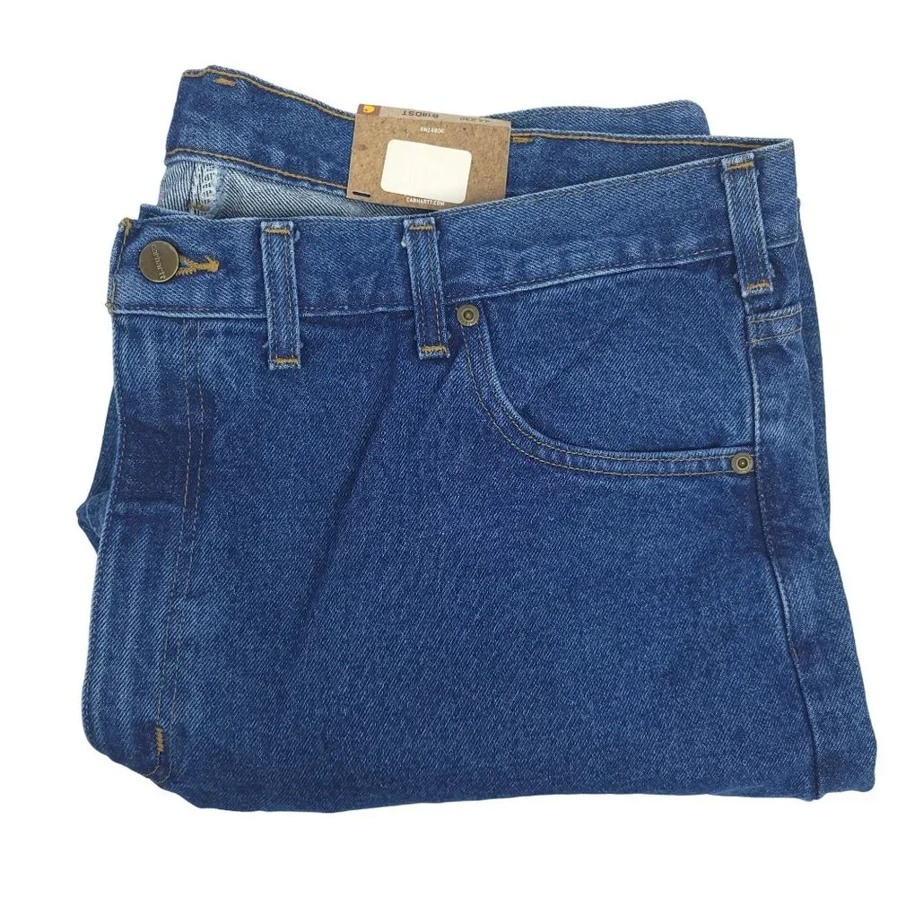 Carhartt Jeans NEW Men 44x30 Traditional Fit Tapered Leg Dark Wash Denim Work - Picture 12 of 12